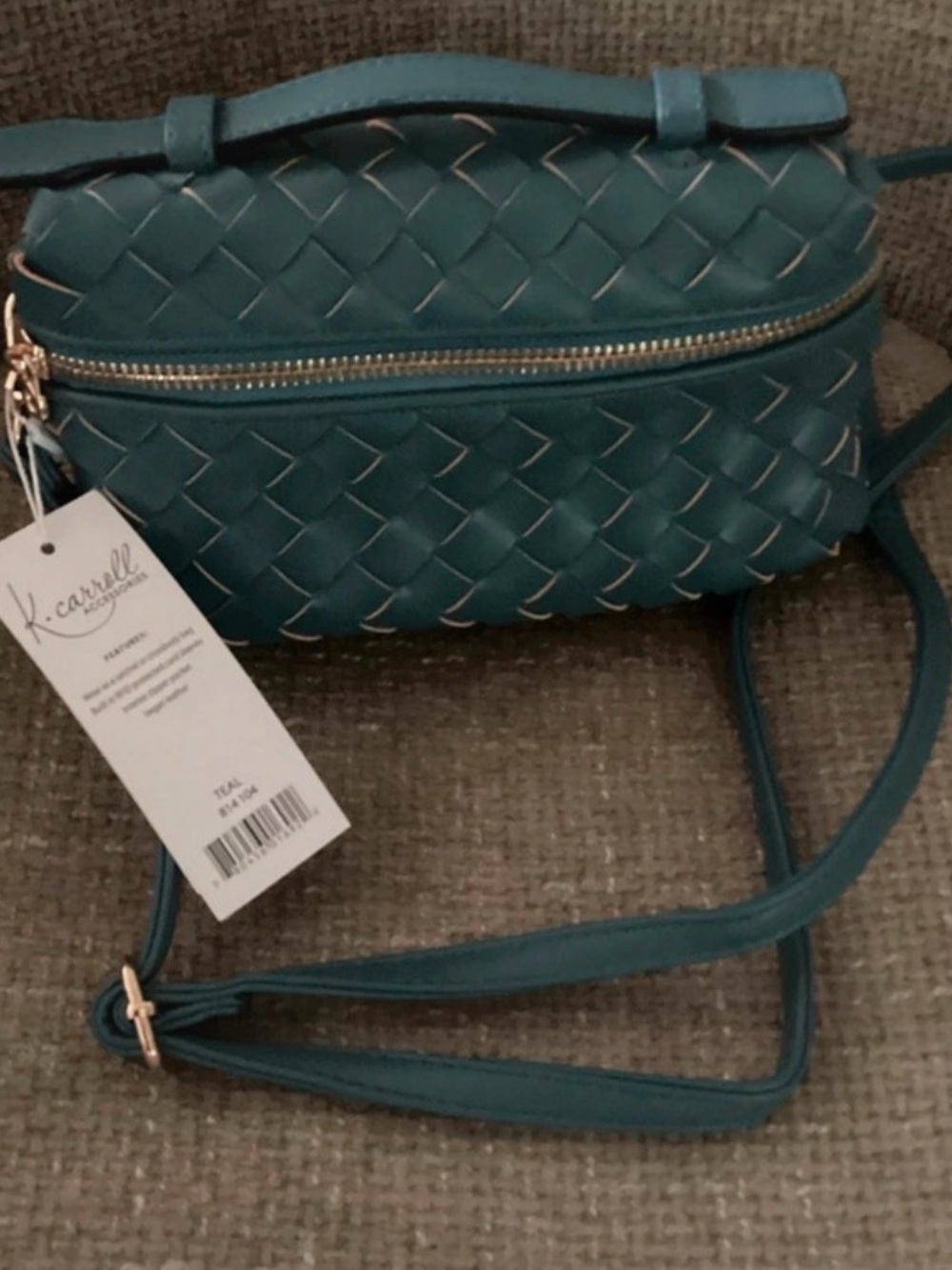 Teal Woven Crossbody Bag